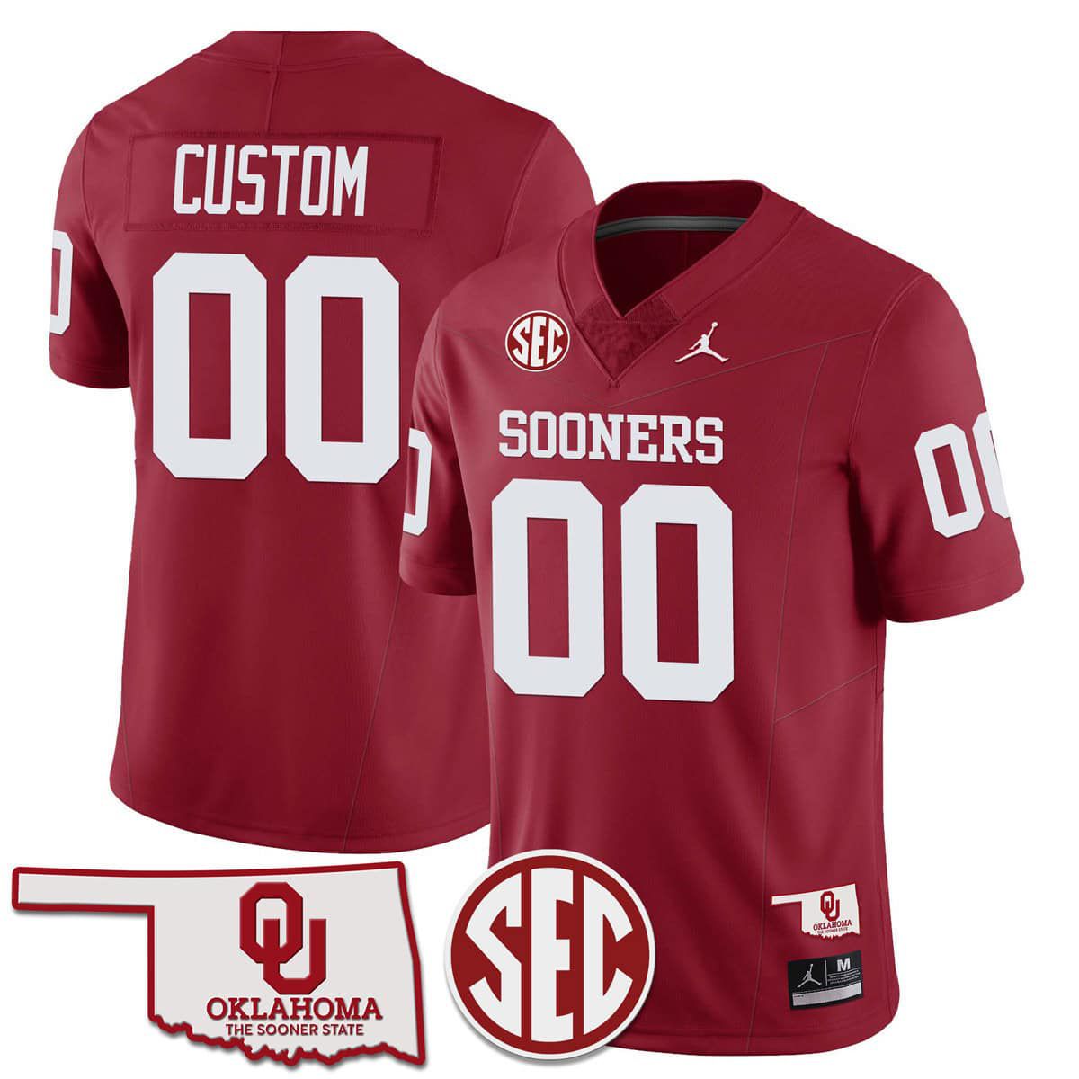 Men Oklahoma Sooners Red 2024 SEC Patch Vapor Premier Limited Custom NCAA Jersey style 1->customized nfl jersey->Custom Jersey